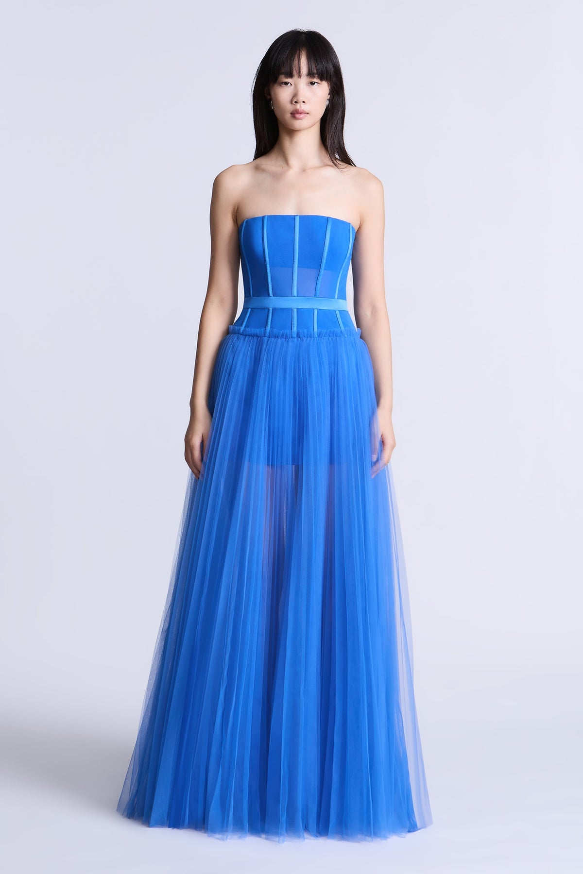 BCBGMAXAZARIA Paris Gown Vivid tulle crafted with airy layers that create soft volume