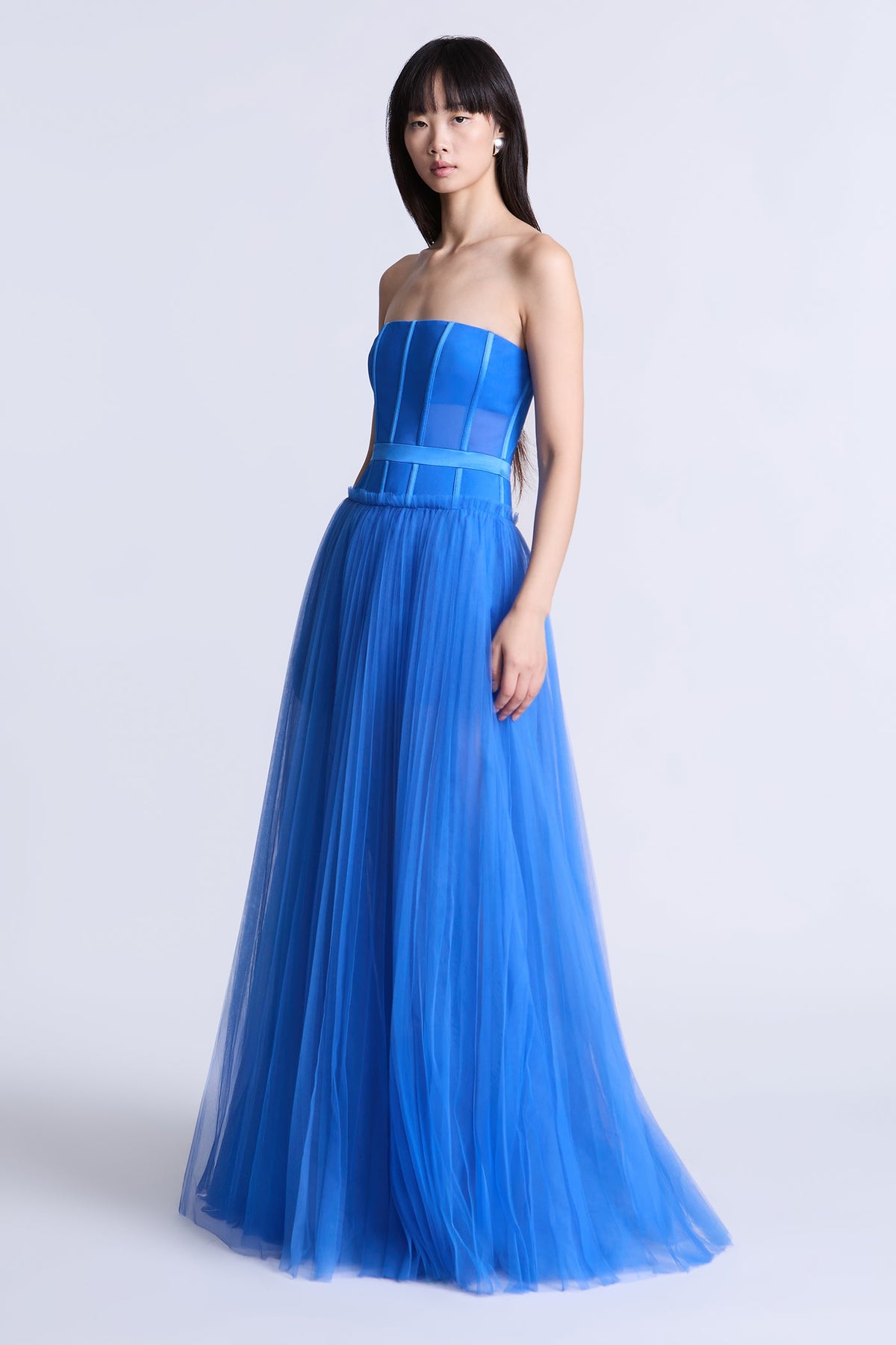 BCBGMAXAZARIA Paris Gown Vivid tulle crafted with airy layers that create soft volume