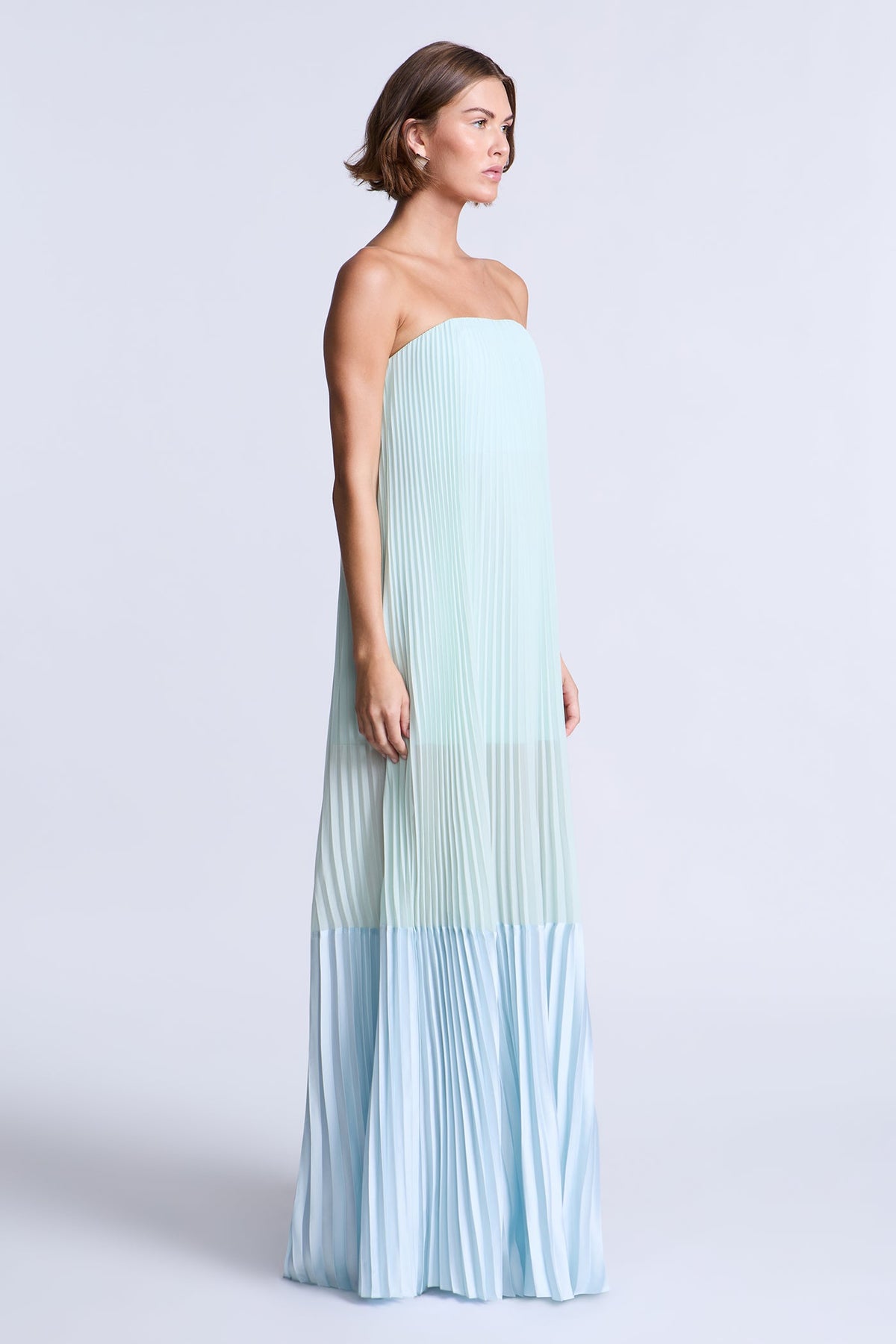 BCBGMAXAZARIA Nora Gown pleated crafted with airy light-catching layers that move with ease