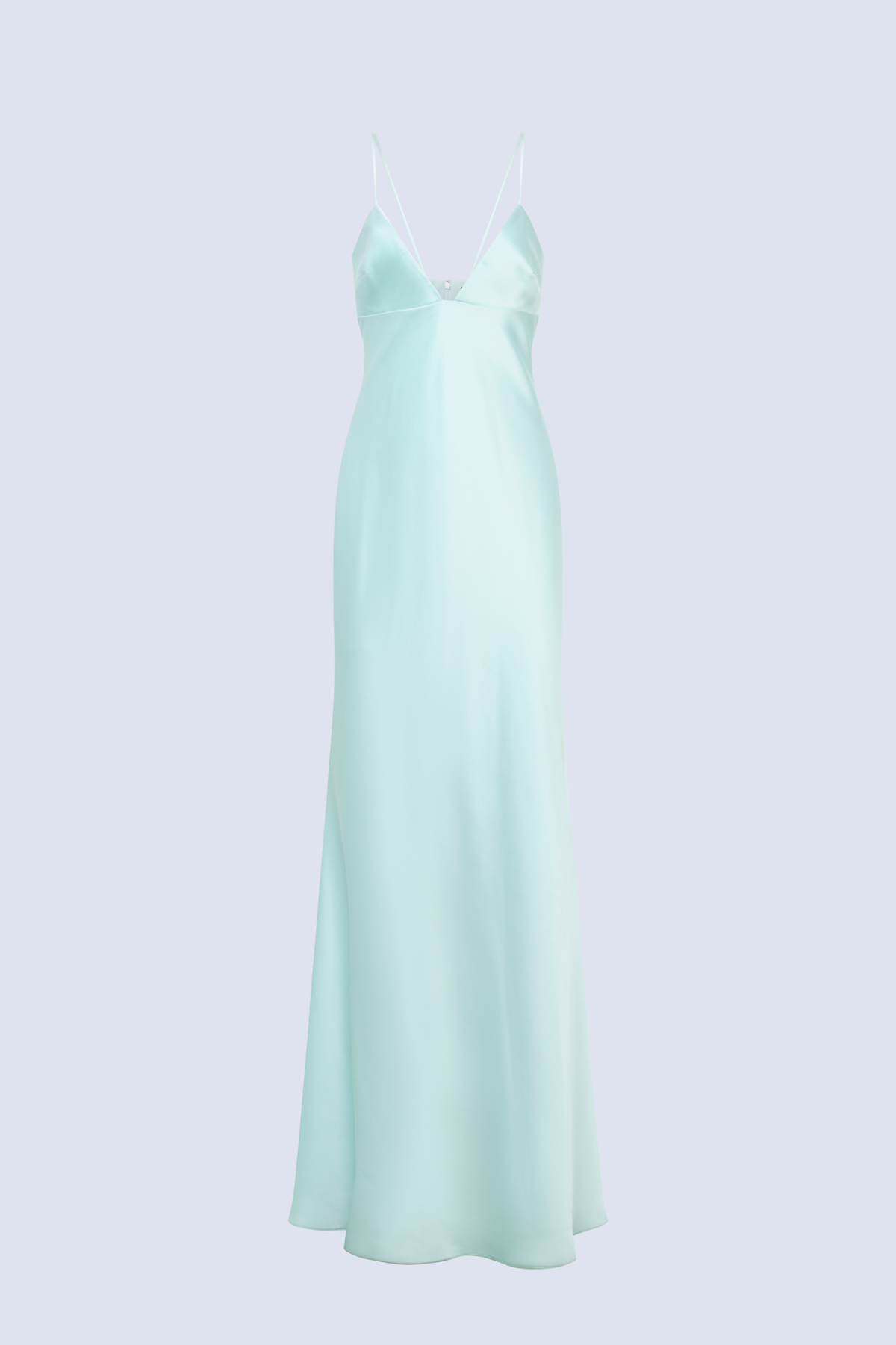 BCBGMAXAZARIA Faith Gown Seafoam satin cut with a smooth fluid finish that skims the body with quiet polish