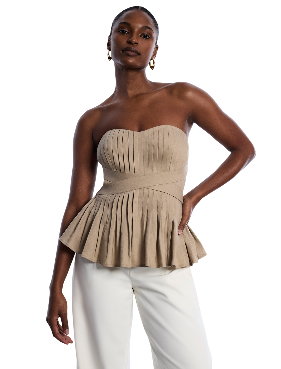 BCBGMAXAZARIA Stretch Linen Top