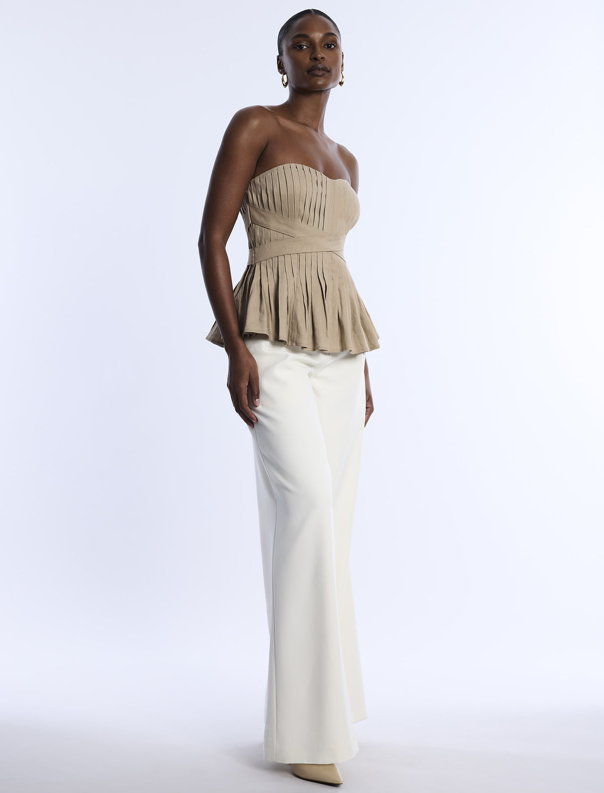 BCBGMAXAZARIA Stretch Linen Top