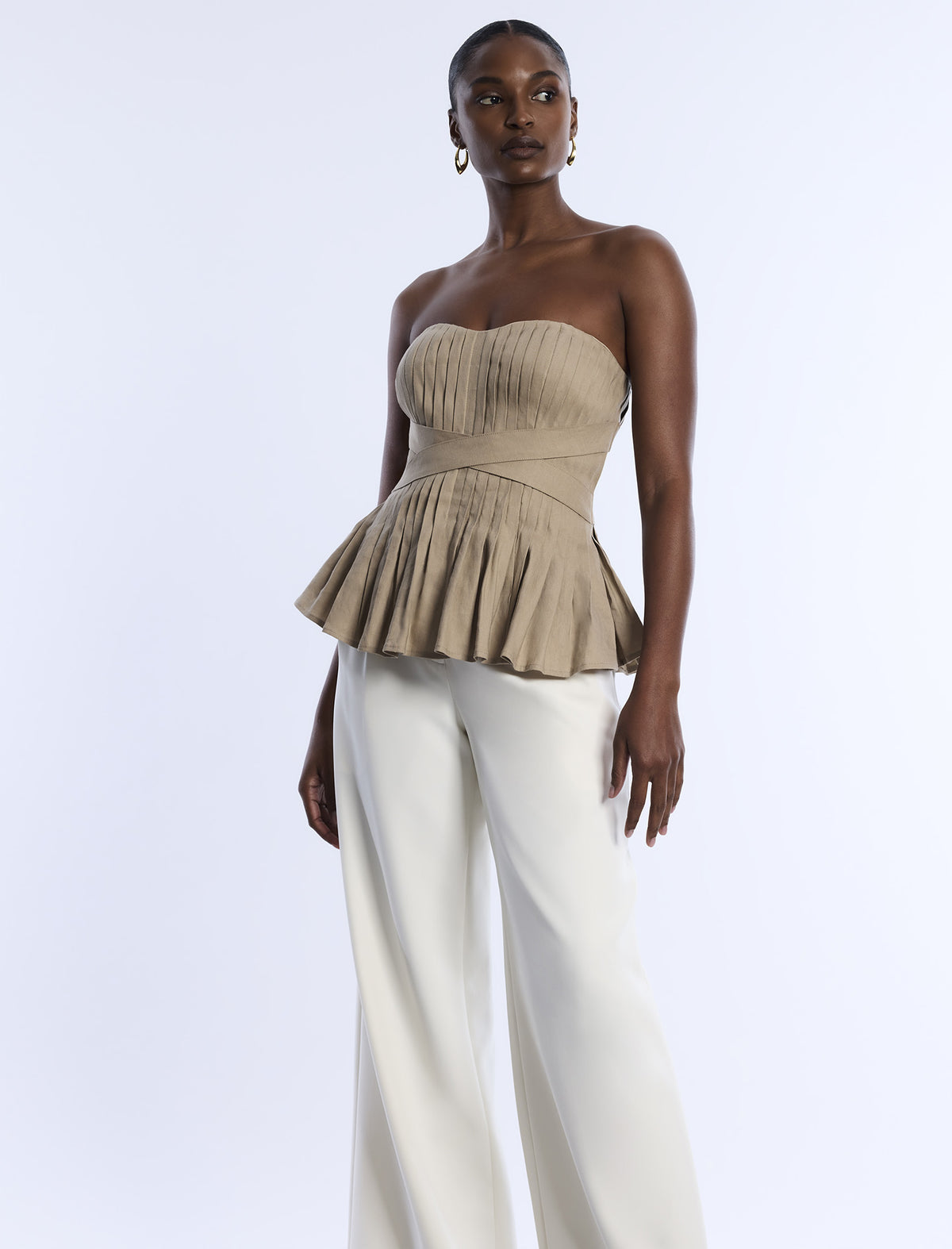 BCBGMAXAZARIA Stretch Linen Top