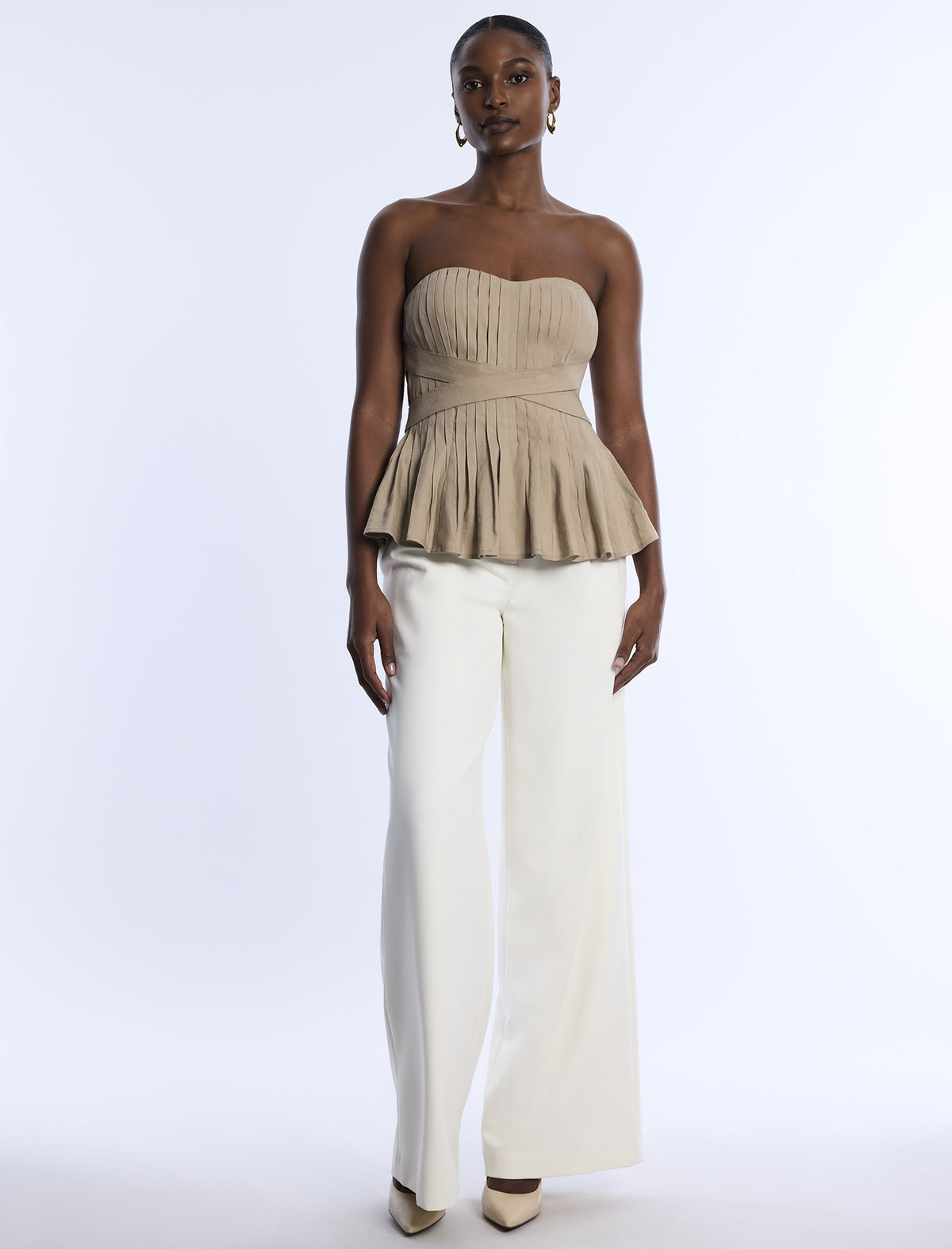 BCBGMAXAZARIA Stretch Linen Top