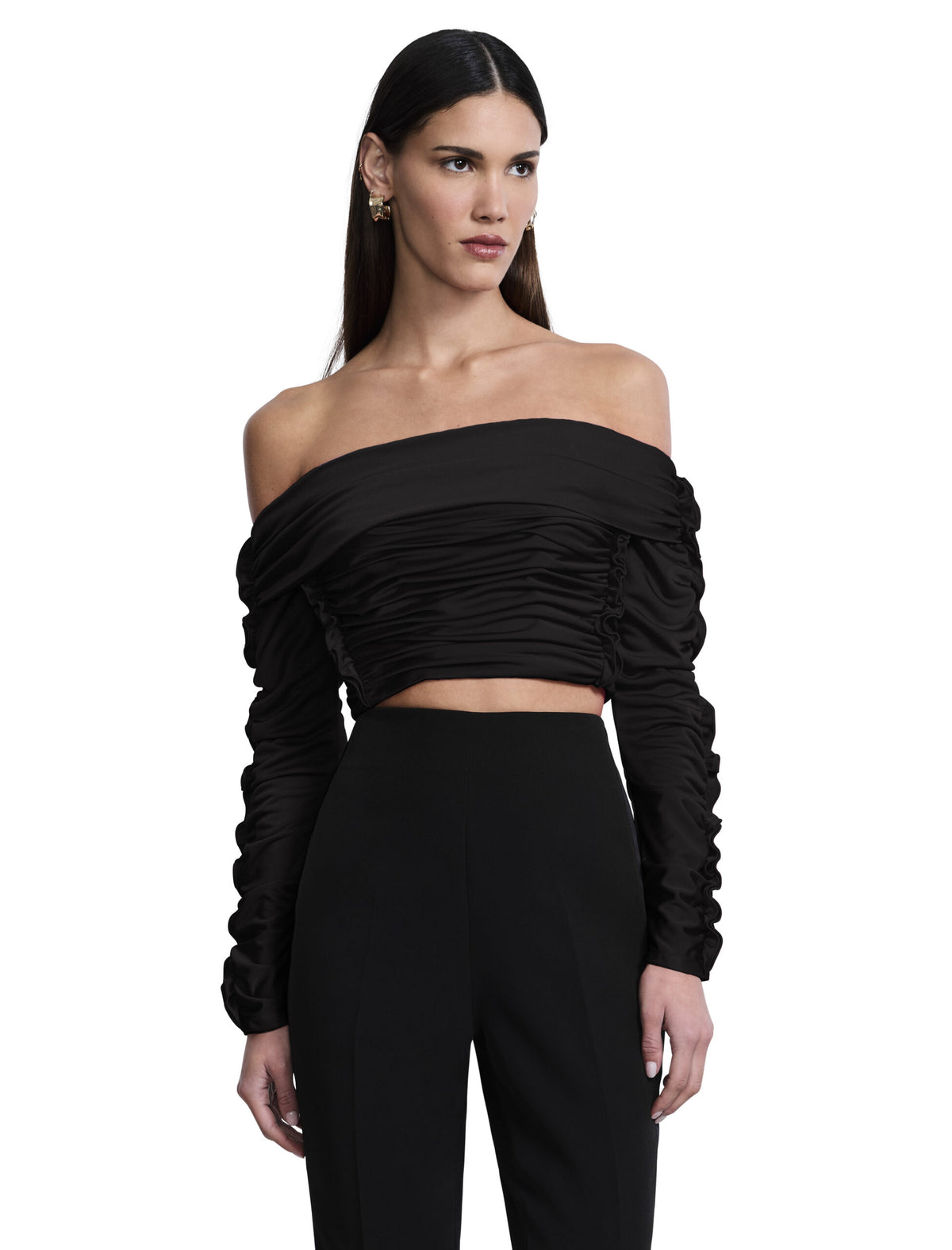 BCBGMAXAZARIA Lettuseruffle Off Shoulder Top