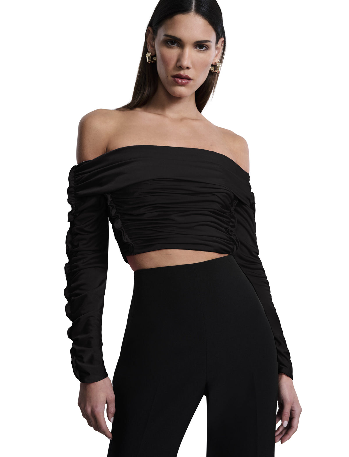 BCBGMAXAZARIA Lettuseruffle Off Shoulder Top