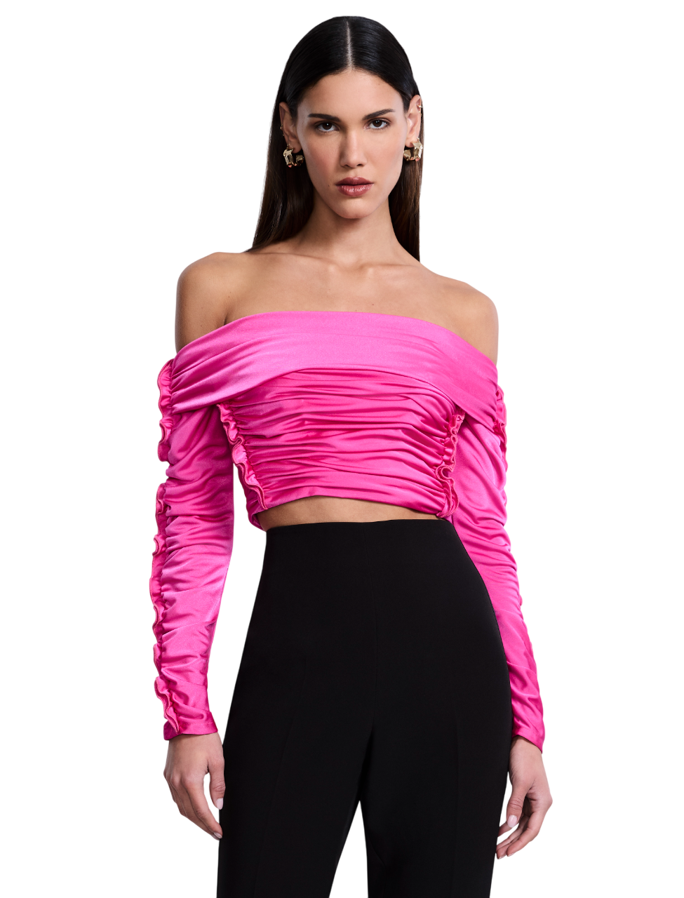 BCBGMAXAZARIA Lettuseruffle Off Shoulder Top