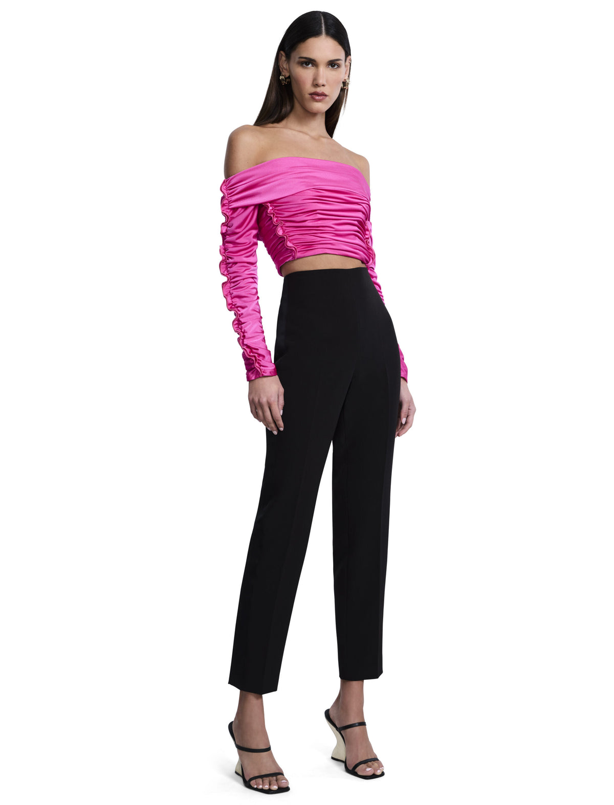 BCBGMAXAZARIA Lettuseruffle Off Shoulder Top
