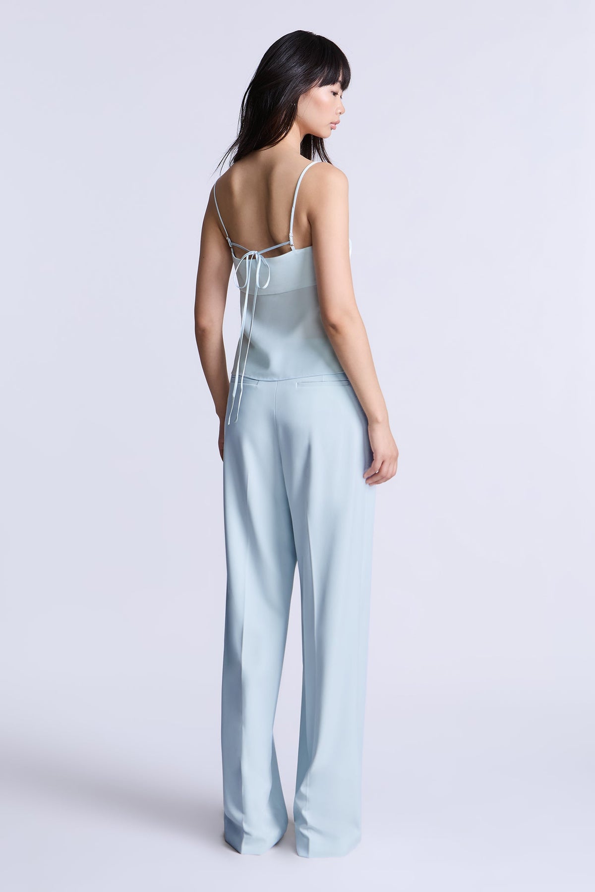 BCBGMAXAZARIA Katie Top Aqua blue camisole with a smooth fitted bodice and delicate straps for a barely-there feel