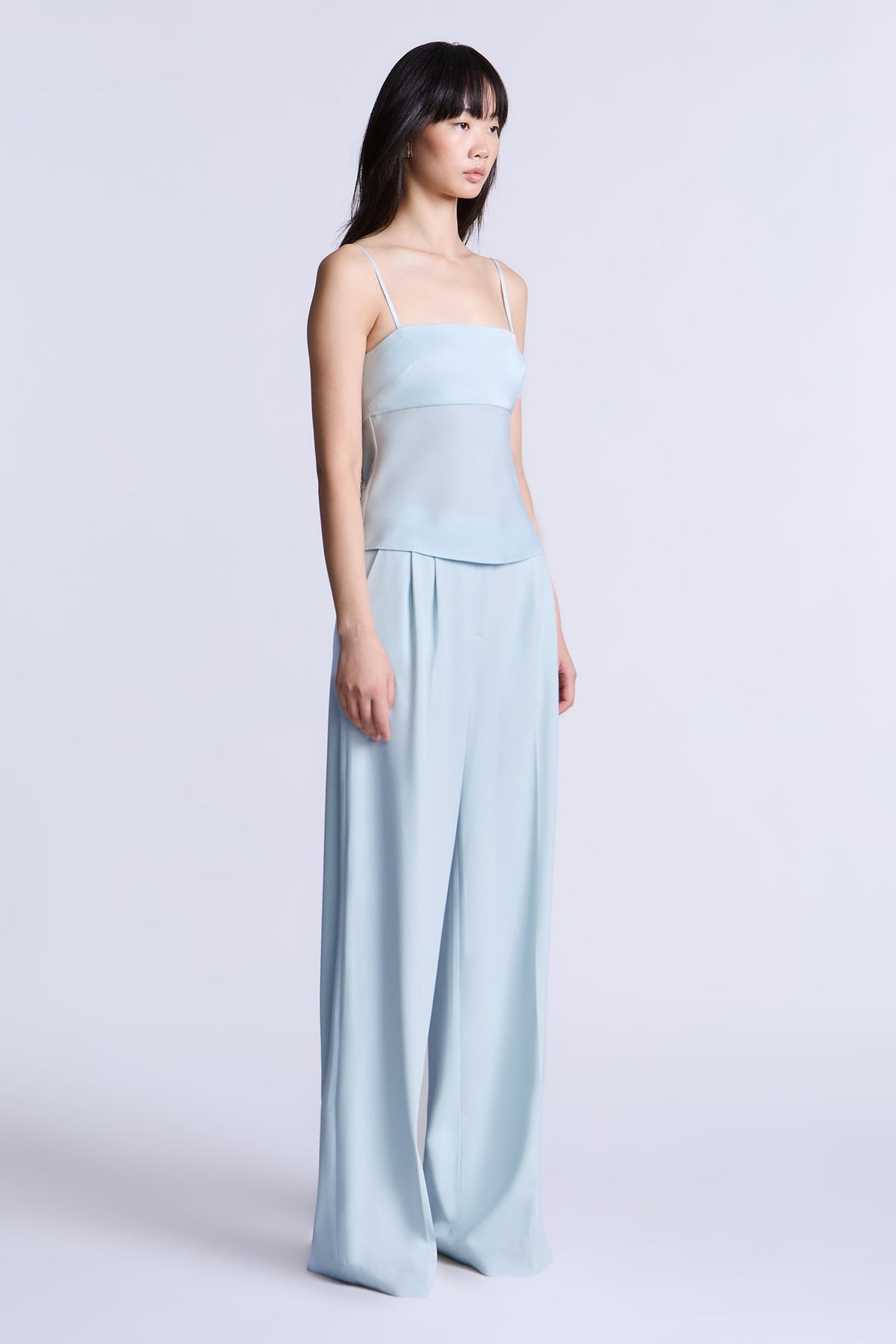 BCBGMAXAZARIA Katie Top Aqua blue camisole with a smooth fitted bodice and delicate straps for a barely-there feel