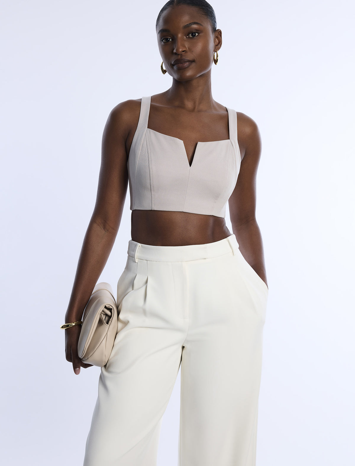 BCBGMAXAZARIA Pleat Front Wide Leg Pant