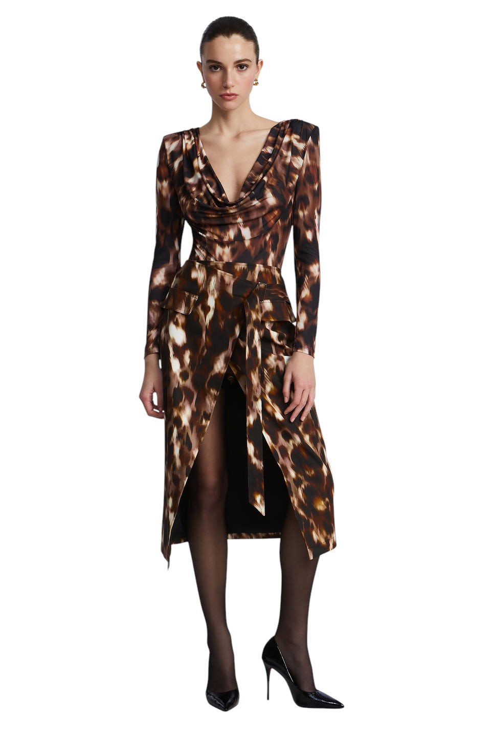 BCBGMAXAZARIA Overlap Midi Skirt