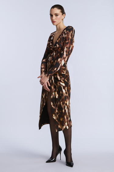 BCBGMAXAZARIA Overlap Midi Skirt