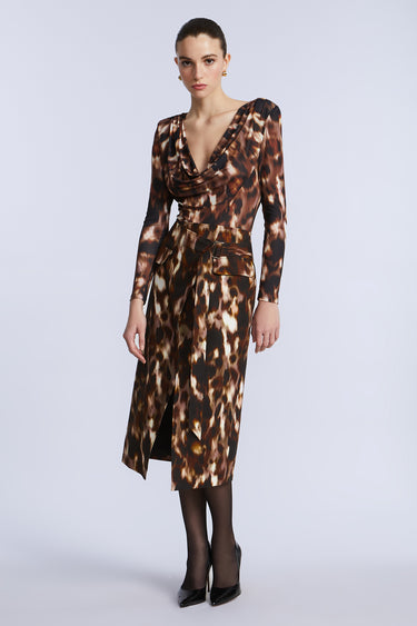 BCBGMAXAZARIA Overlap Midi Skirt