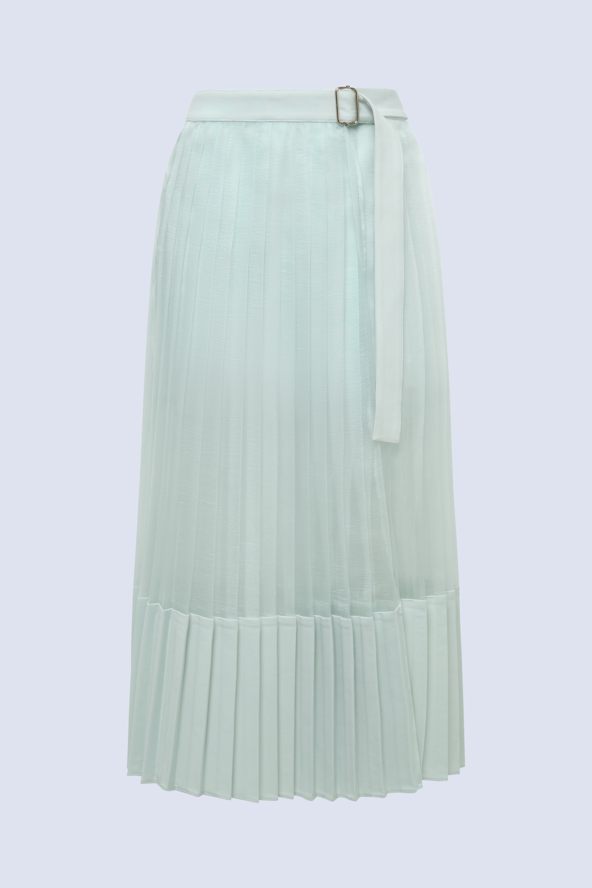 BCBGMAXAZARIA Erin Softly pleated midi skirt in an airy aqua hue