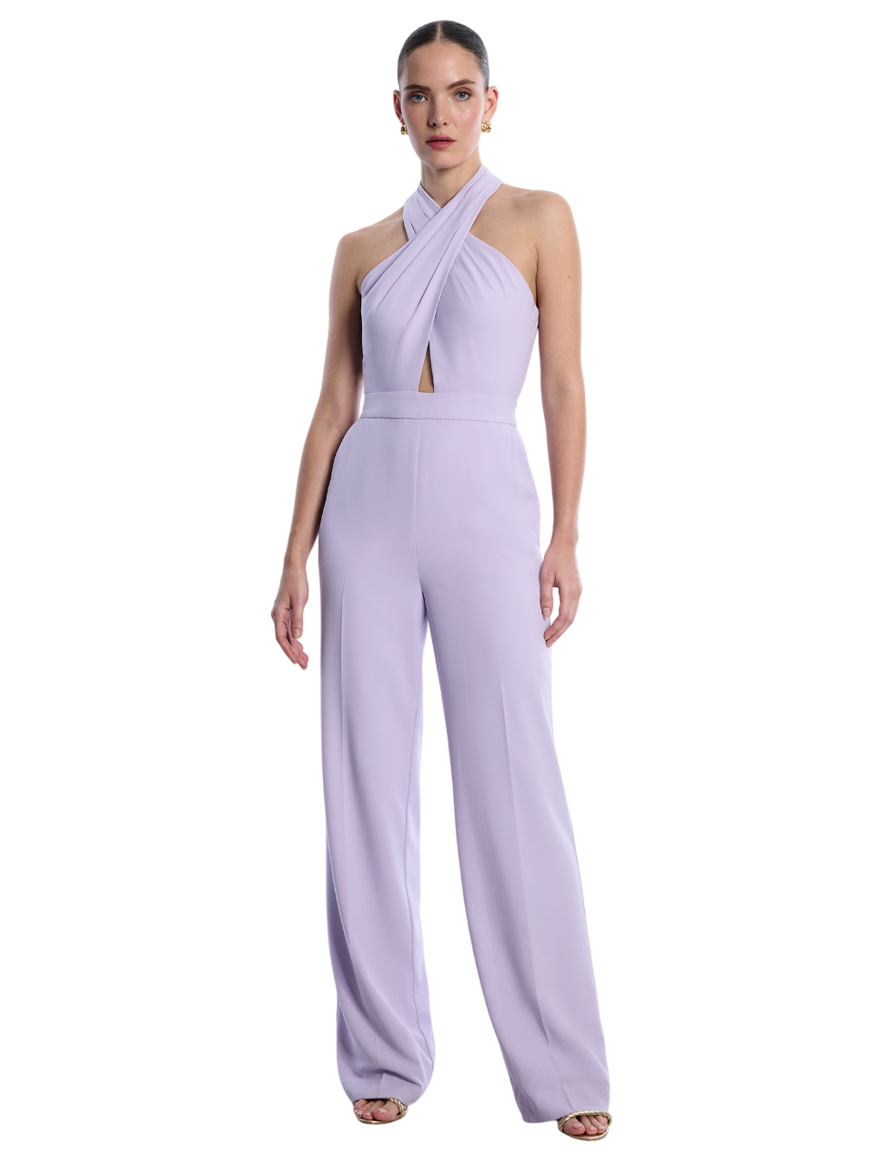 BCBGMAXAZARIA Cross Neck Jumpsuit