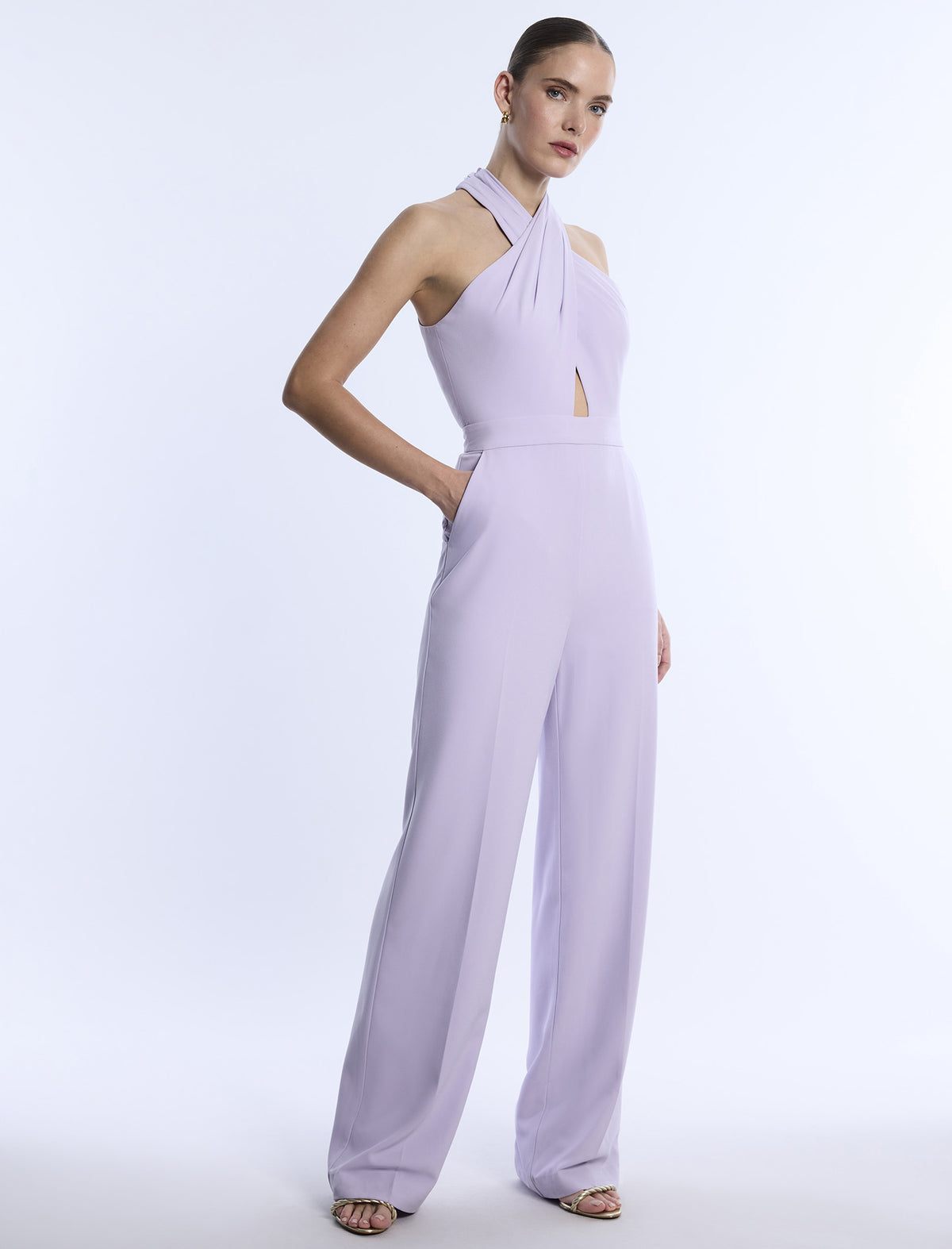 BCBGMAXAZARIA Cross Neck Jumpsuit