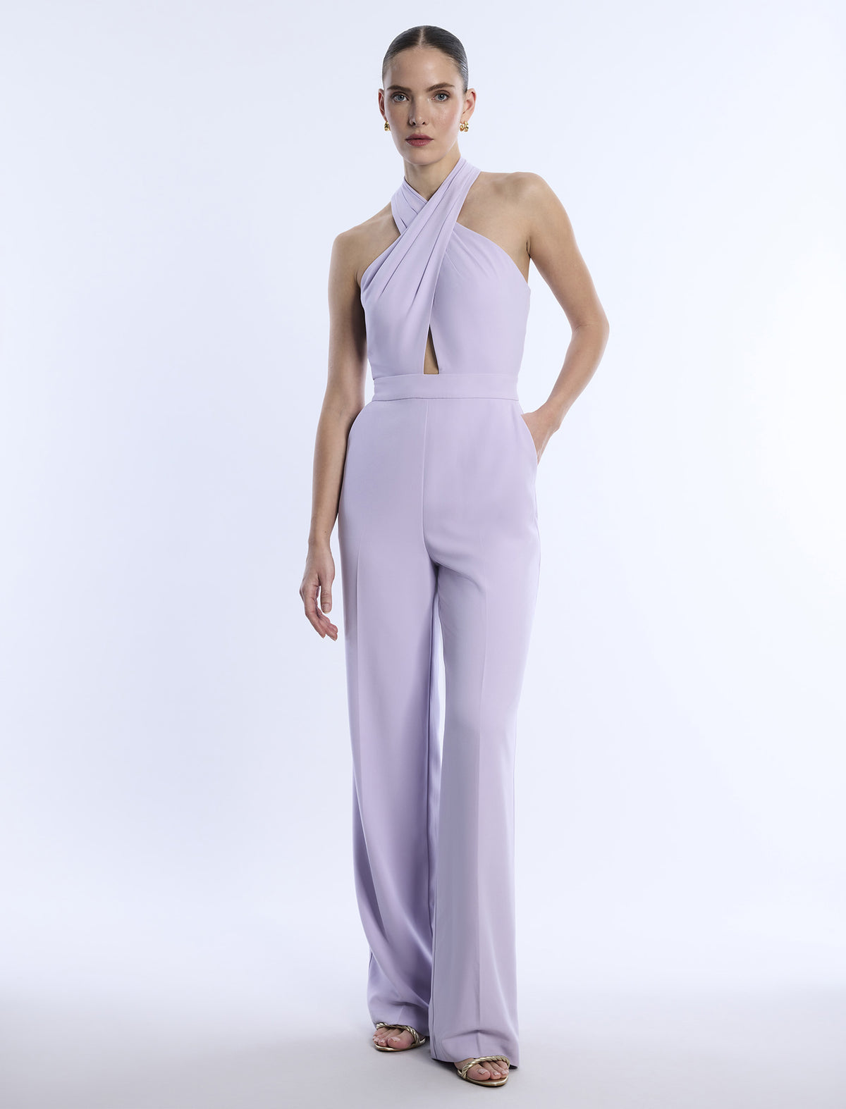 BCBGMAXAZARIA Cross Neck Jumpsuit