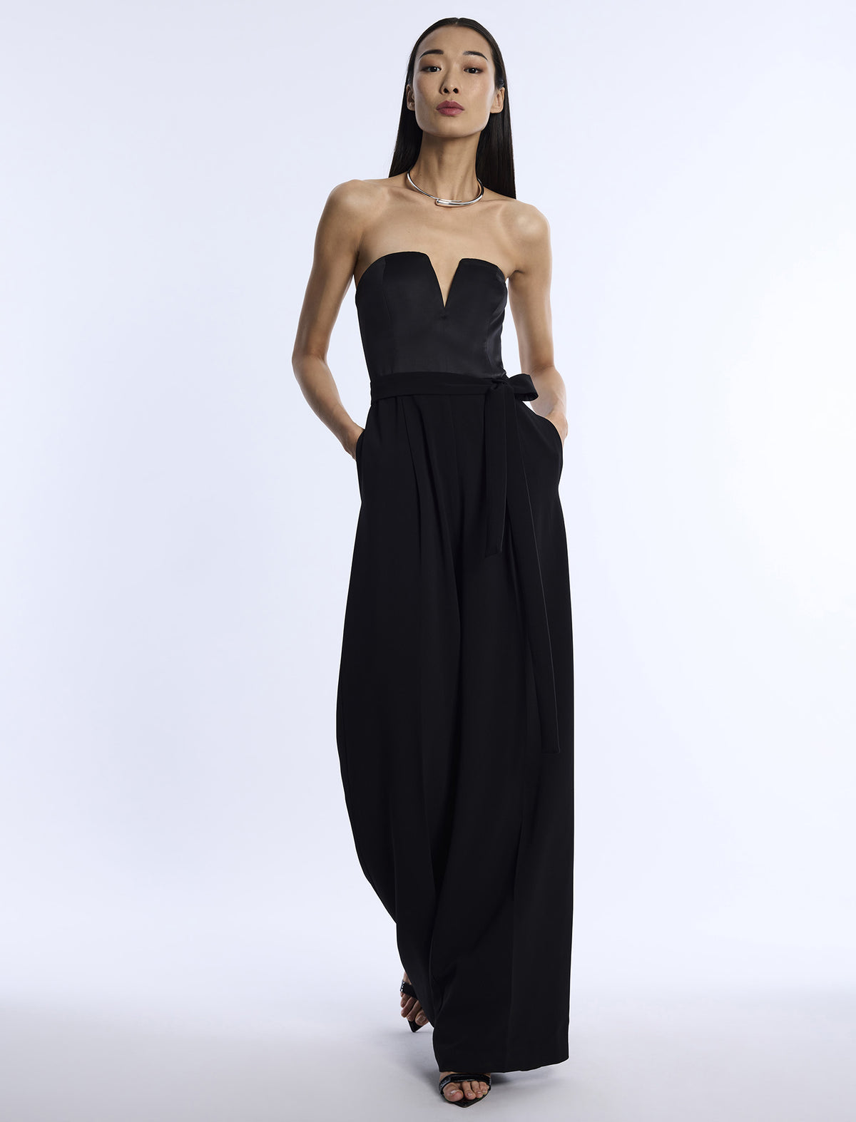 BCBGMAXAZARIA Mixed Media Jumpsuit