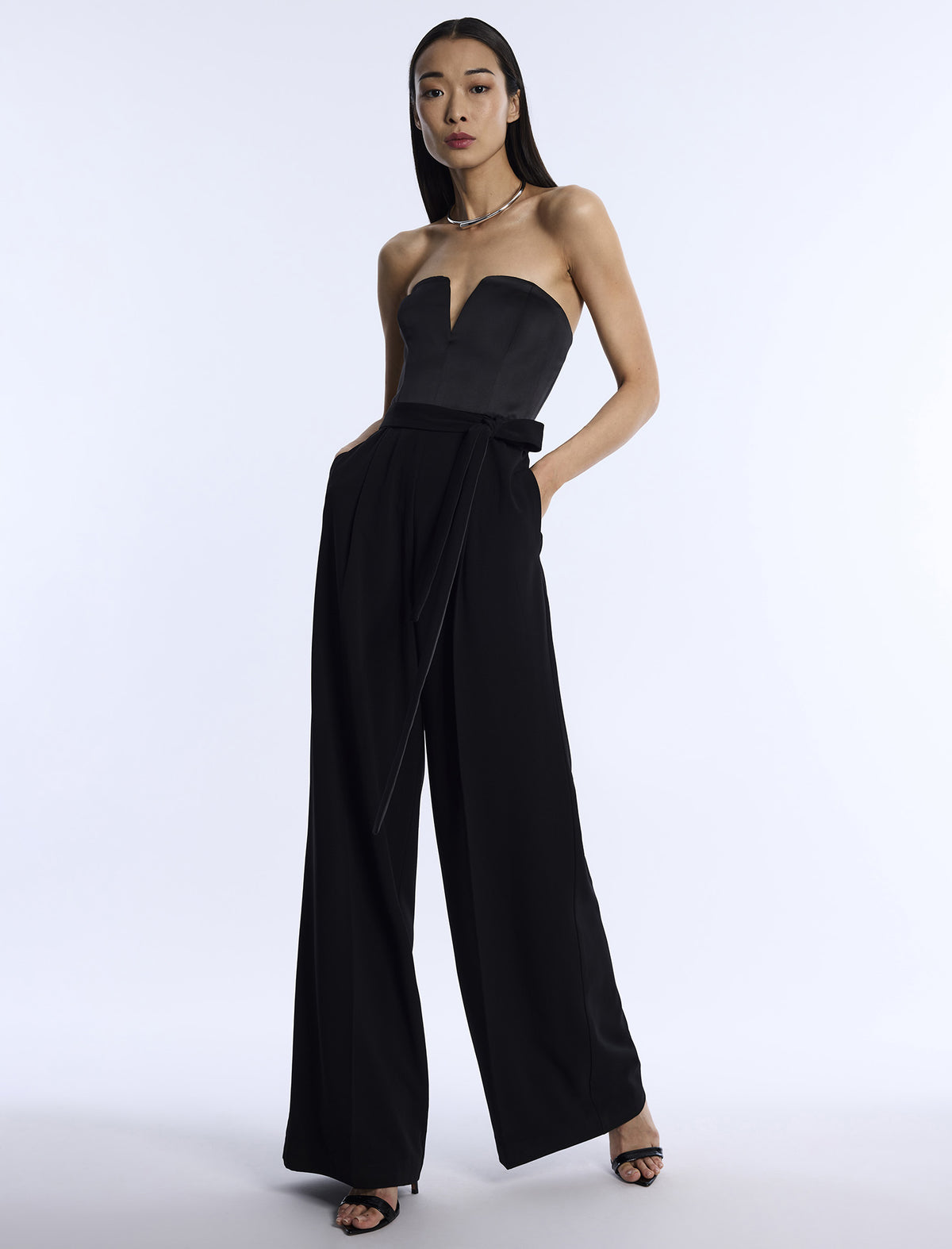 BCBGMAXAZARIA Mixed Media Jumpsuit