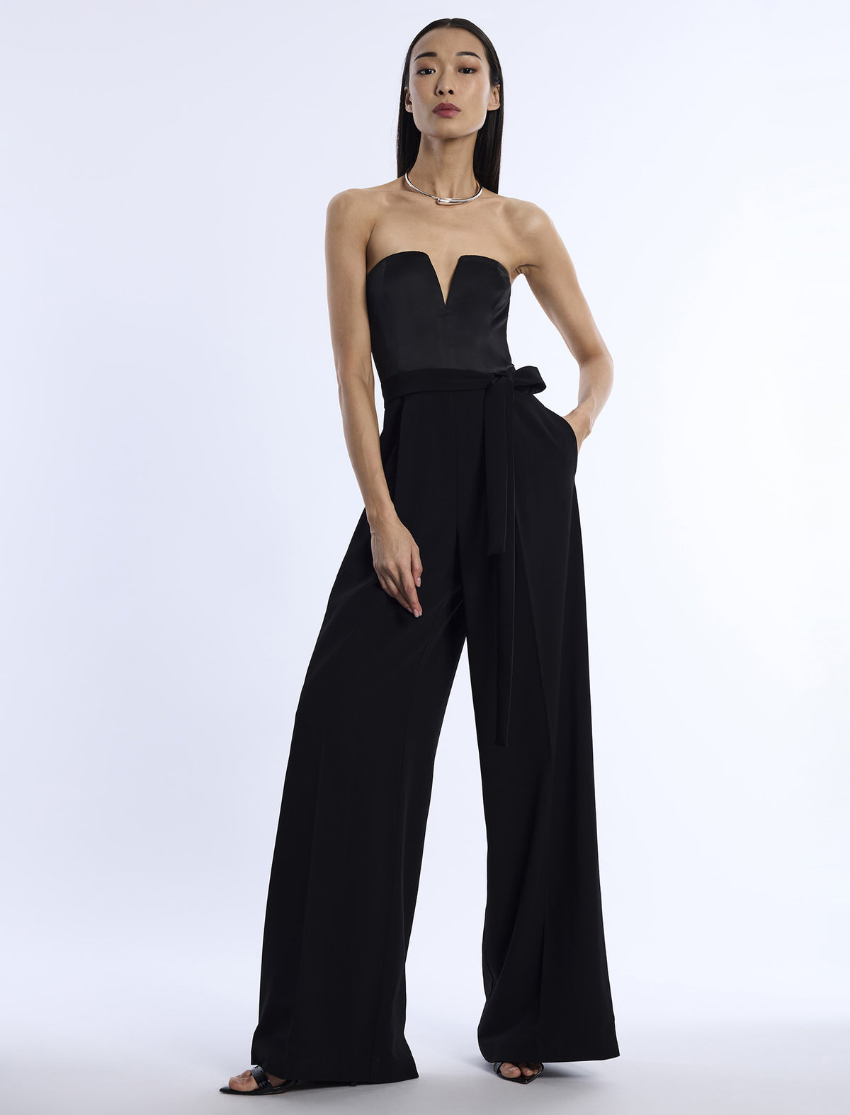 BCBGMAXAZARIA Mixed Media Jumpsuit
