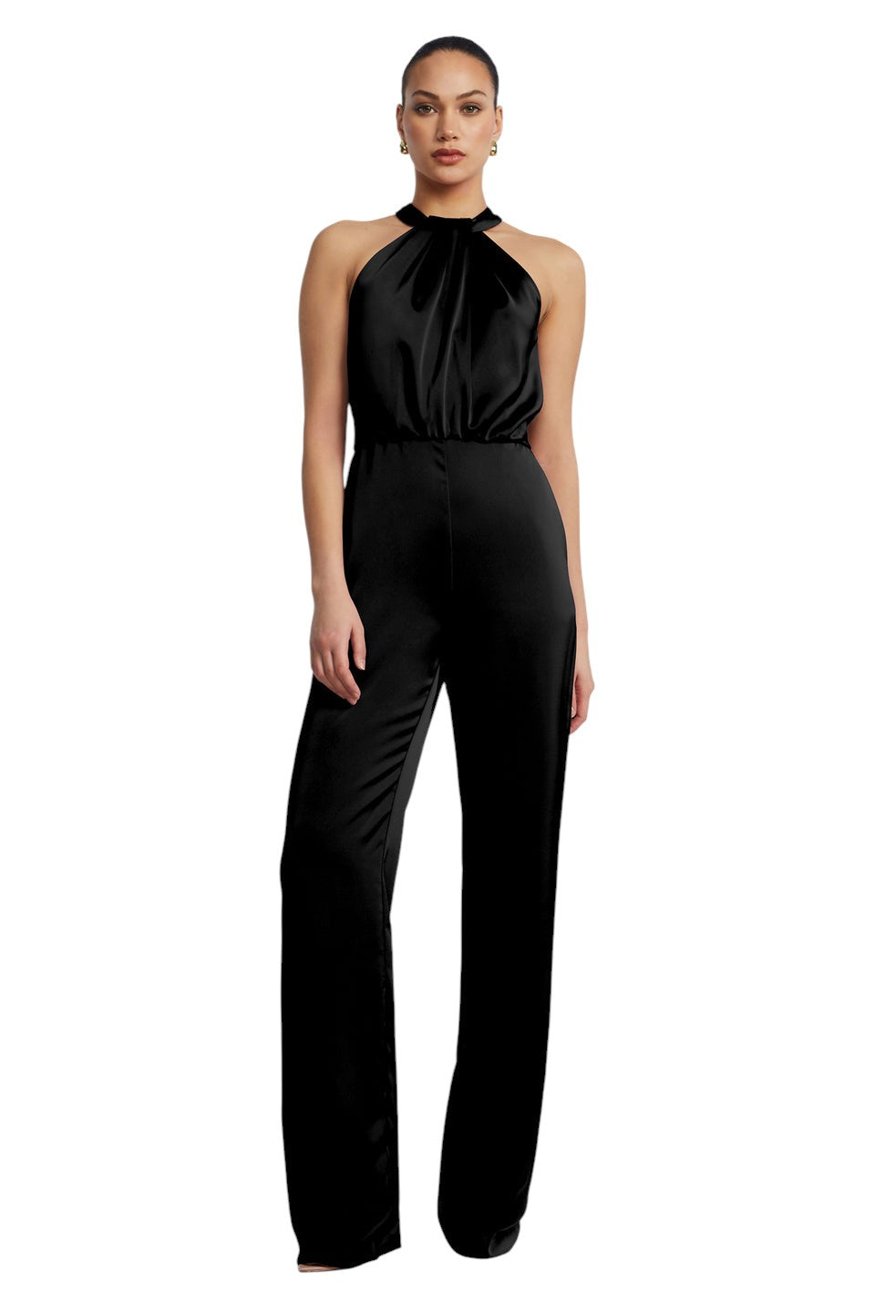 BCBGMAXAZARIA Pleated Halter Jumpsuit