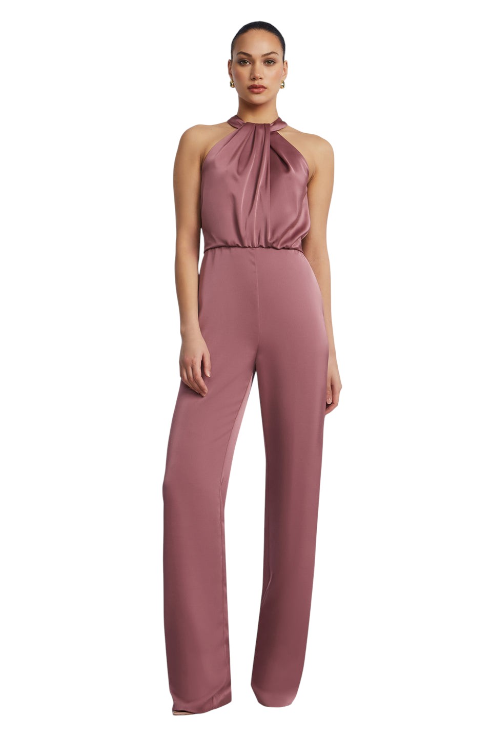 BCBGMAXAZARIA Pleated Halter Jumpsuit
