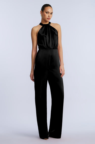 BCBGMAXAZARIA Pleated Halter Jumpsuit
