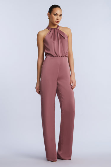 BCBGMAXAZARIA Pleated Halter Jumpsuit