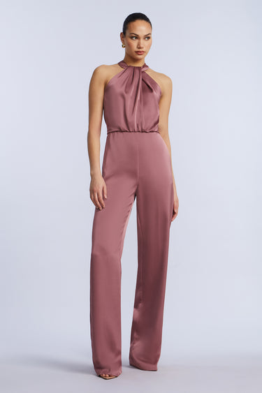 BCBGMAXAZARIA Pleated Halter Jumpsuit