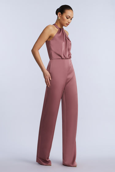 BCBGMAXAZARIA Pleated Halter Jumpsuit