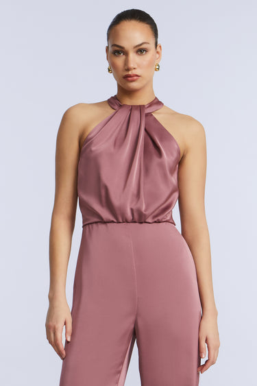 BCBGMAXAZARIA Pleated Halter Jumpsuit