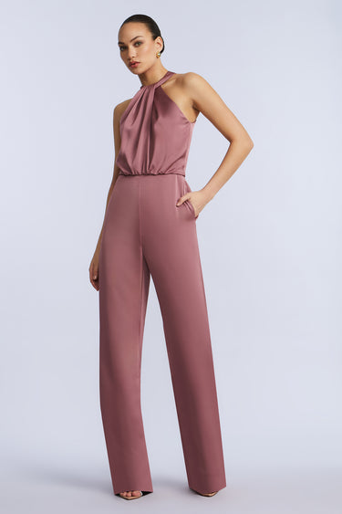 BCBGMAXAZARIA Pleated Halter Jumpsuit