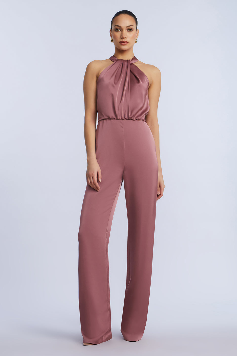BCBGMAXAZARIA Pleated Halter Jumpsuit