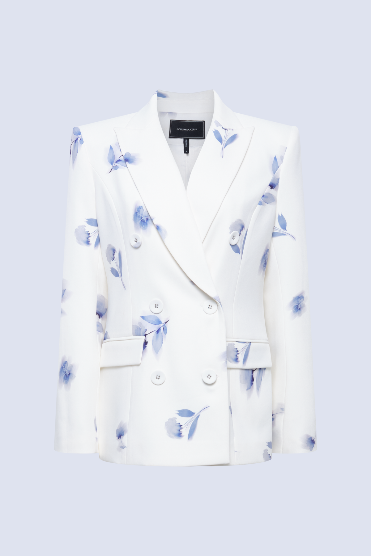 BCBGMAXAZARIA Maria Printed Blazer White tailored cut in a structured silhouette