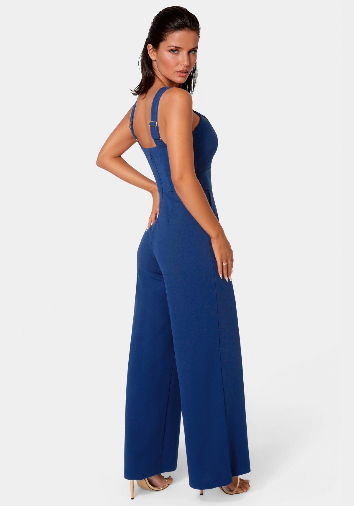 Bebe Knit Crepe Twist Wide-Leg Jumpsuit