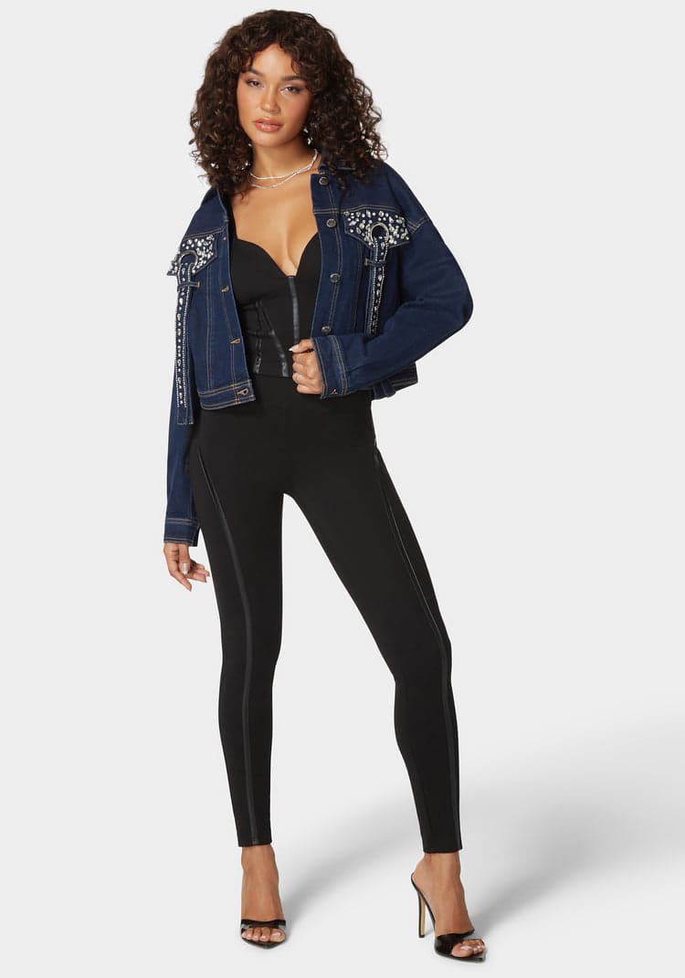 Bebe High Waist Vegan Leather Details Pdr Legging