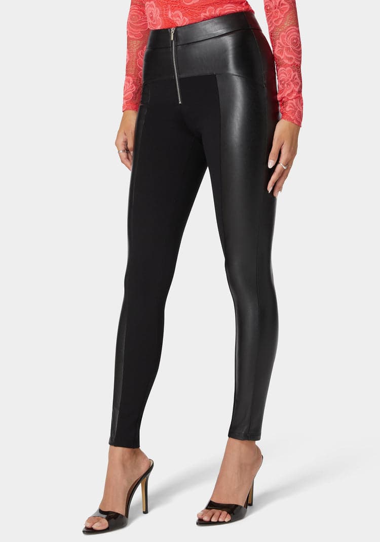 Bebe High Waist Vegan Leather Combo Pdr Legging