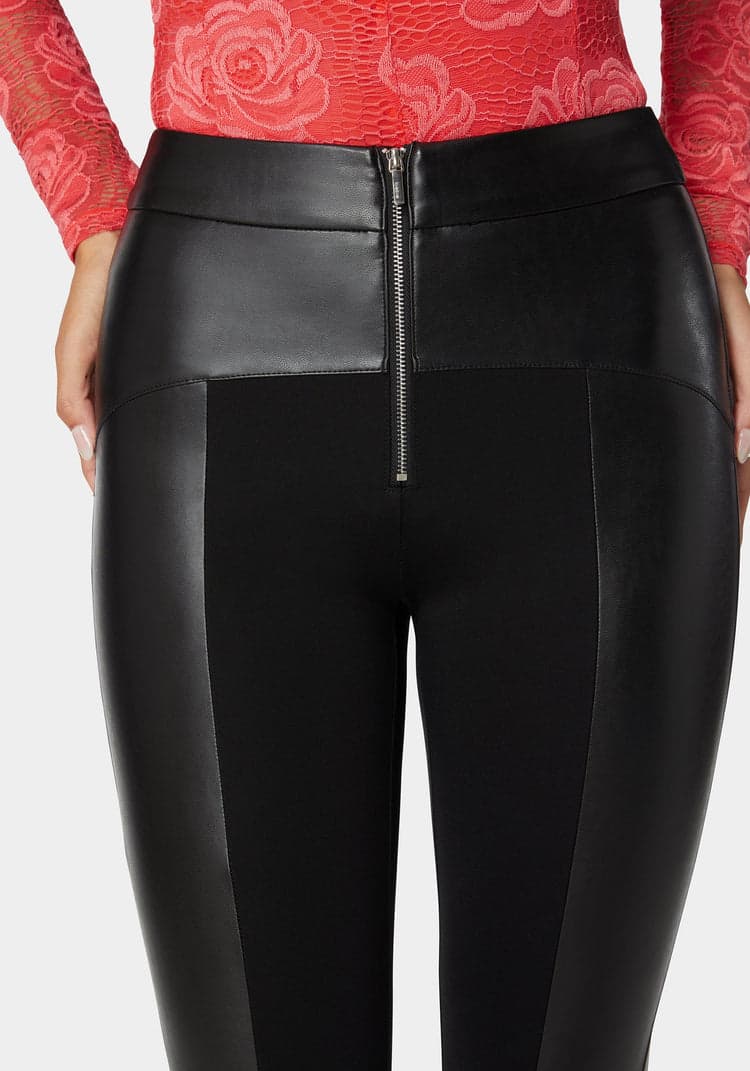 Bebe High Waist Vegan Leather Combo Pdr Legging