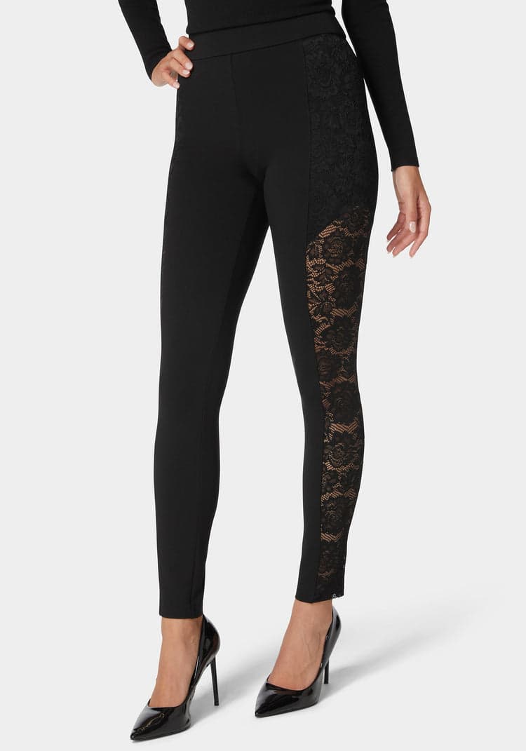 Bebe High Waist Lace Combo Insert Pdr Legging