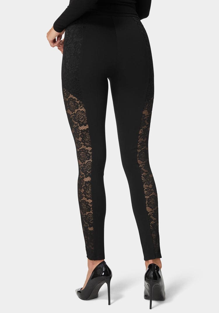Bebe High Waist Lace Combo Insert Pdr Legging