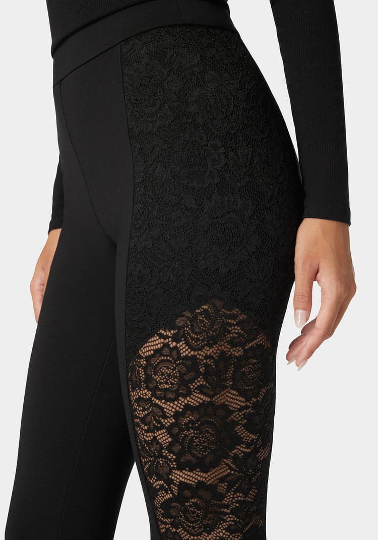 Bebe High Waist Lace Combo Insert Pdr Legging