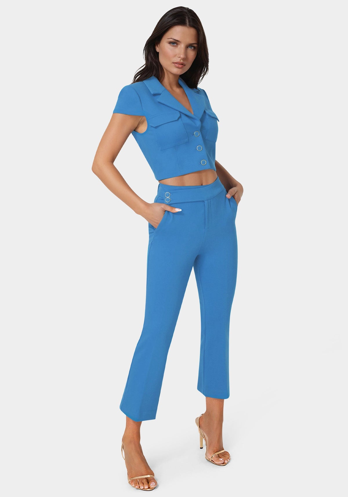 Bebe Cropped Flare-Leg Trousers