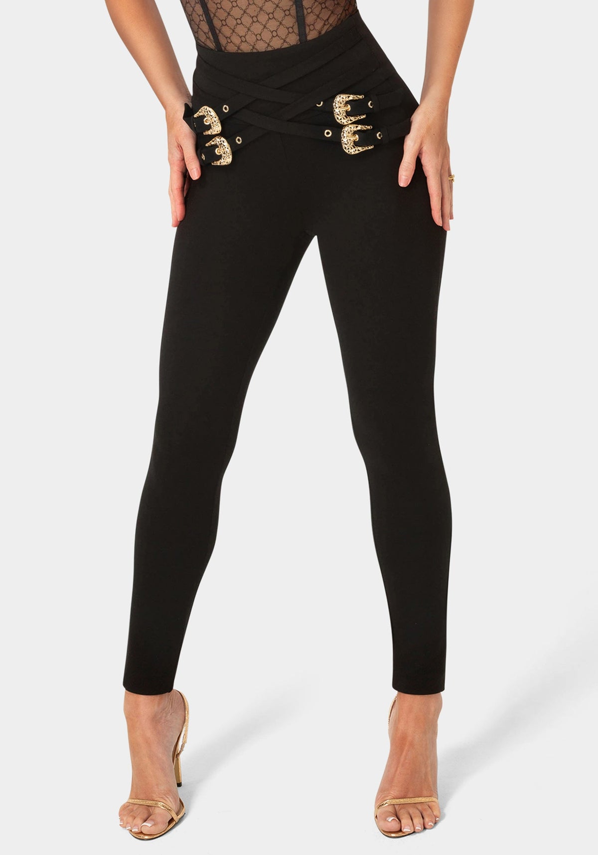 Bebe High-Waisted Belted Leggings