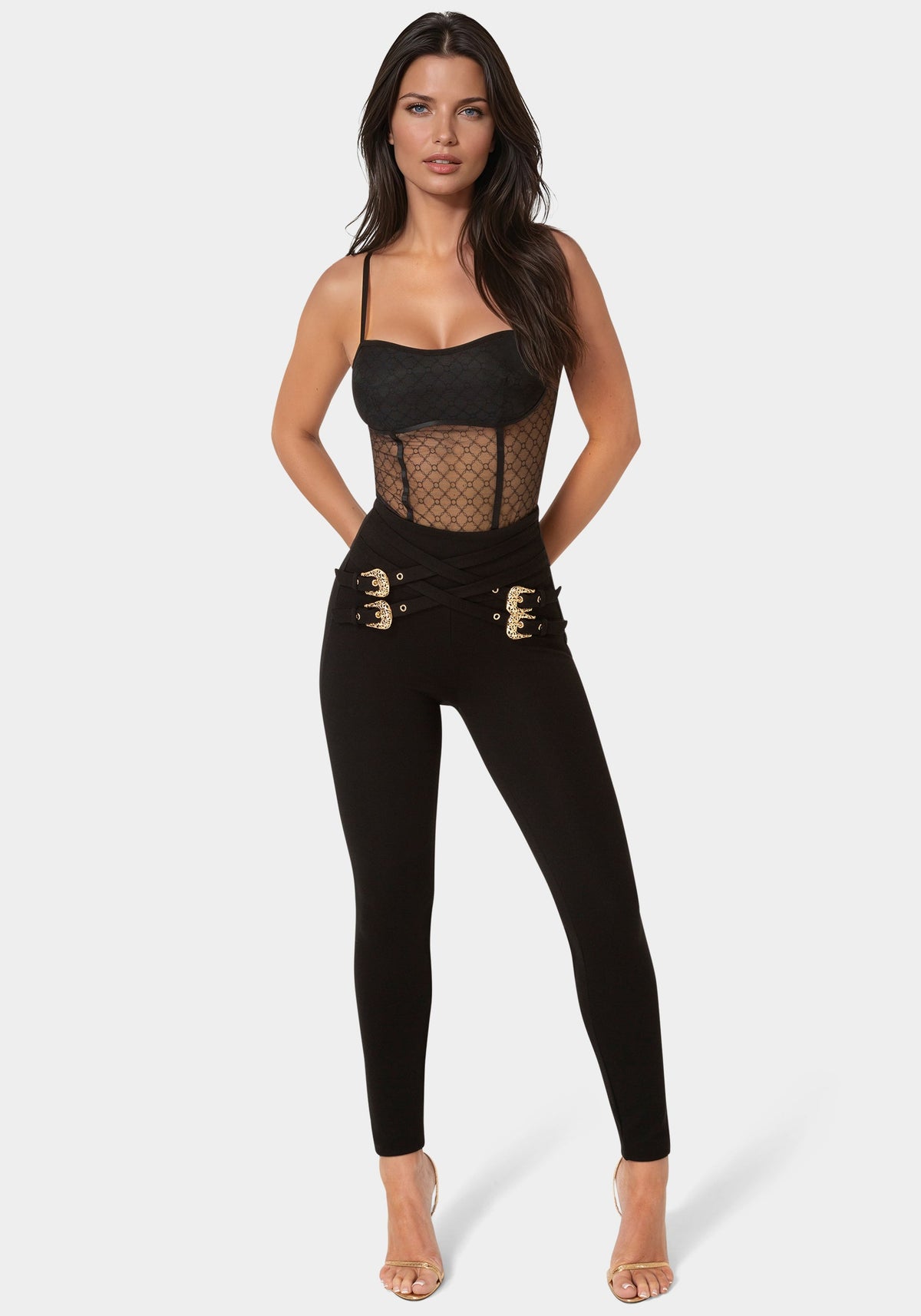 Bebe High-Waisted Belted Leggings