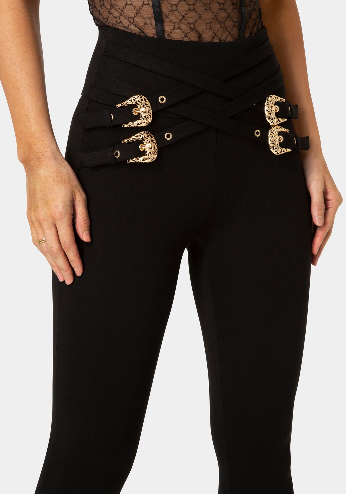 Bebe High-Waisted Belted Leggings