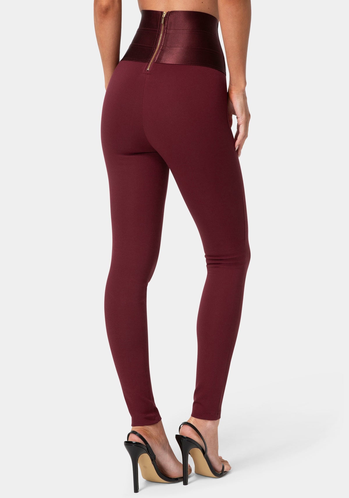 High Waist Satin Elastic Waistband Legging