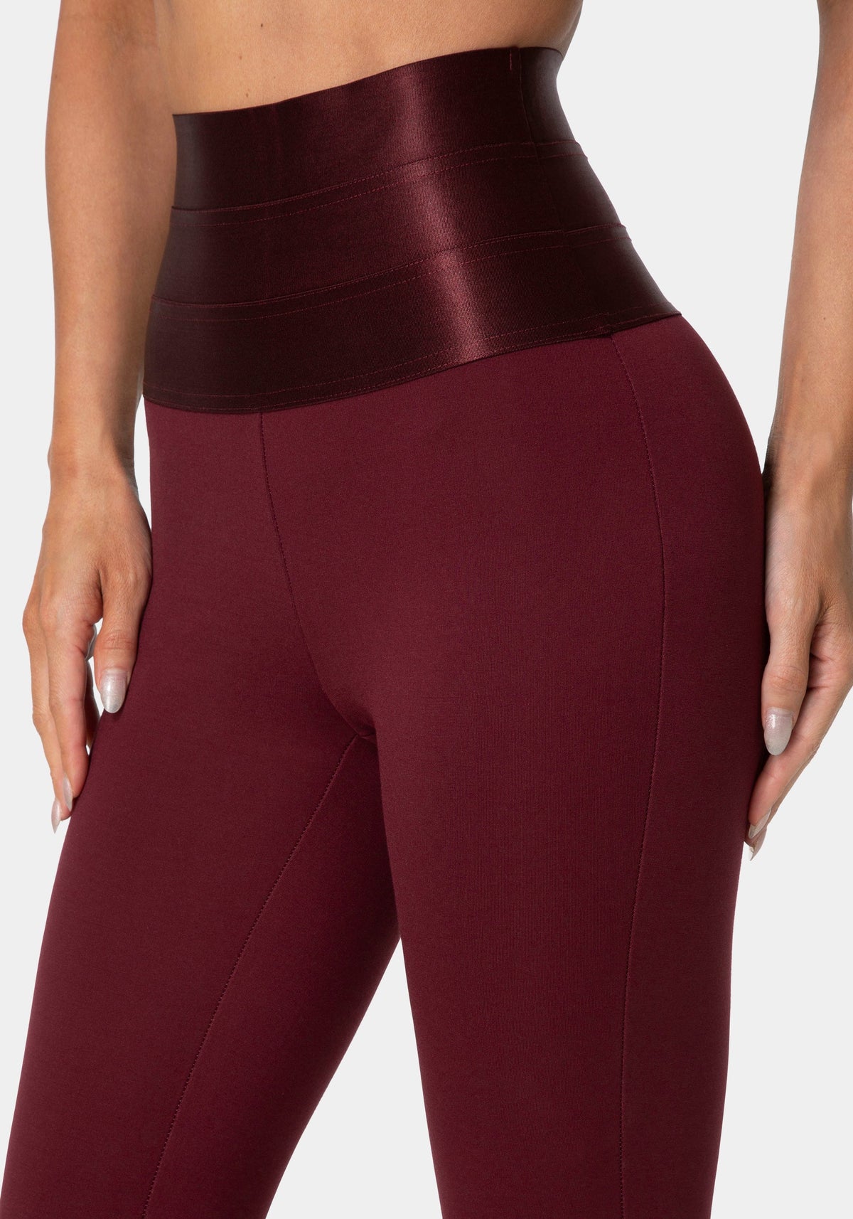 High Waist Satin Elastic Waistband Legging