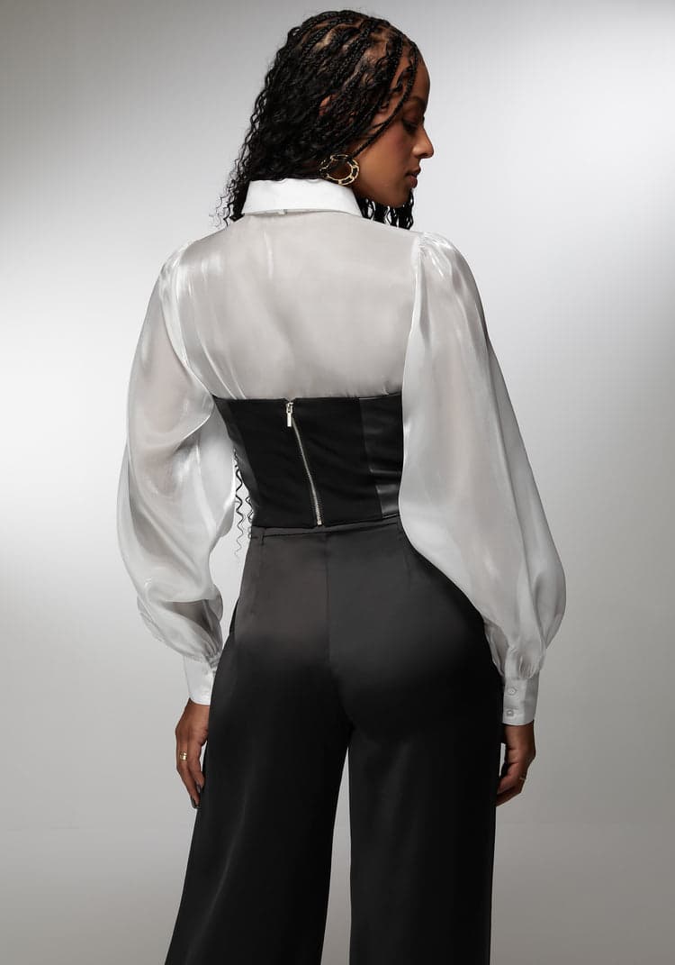 Bebe Symmetric Zipper Vegan Leather Corset