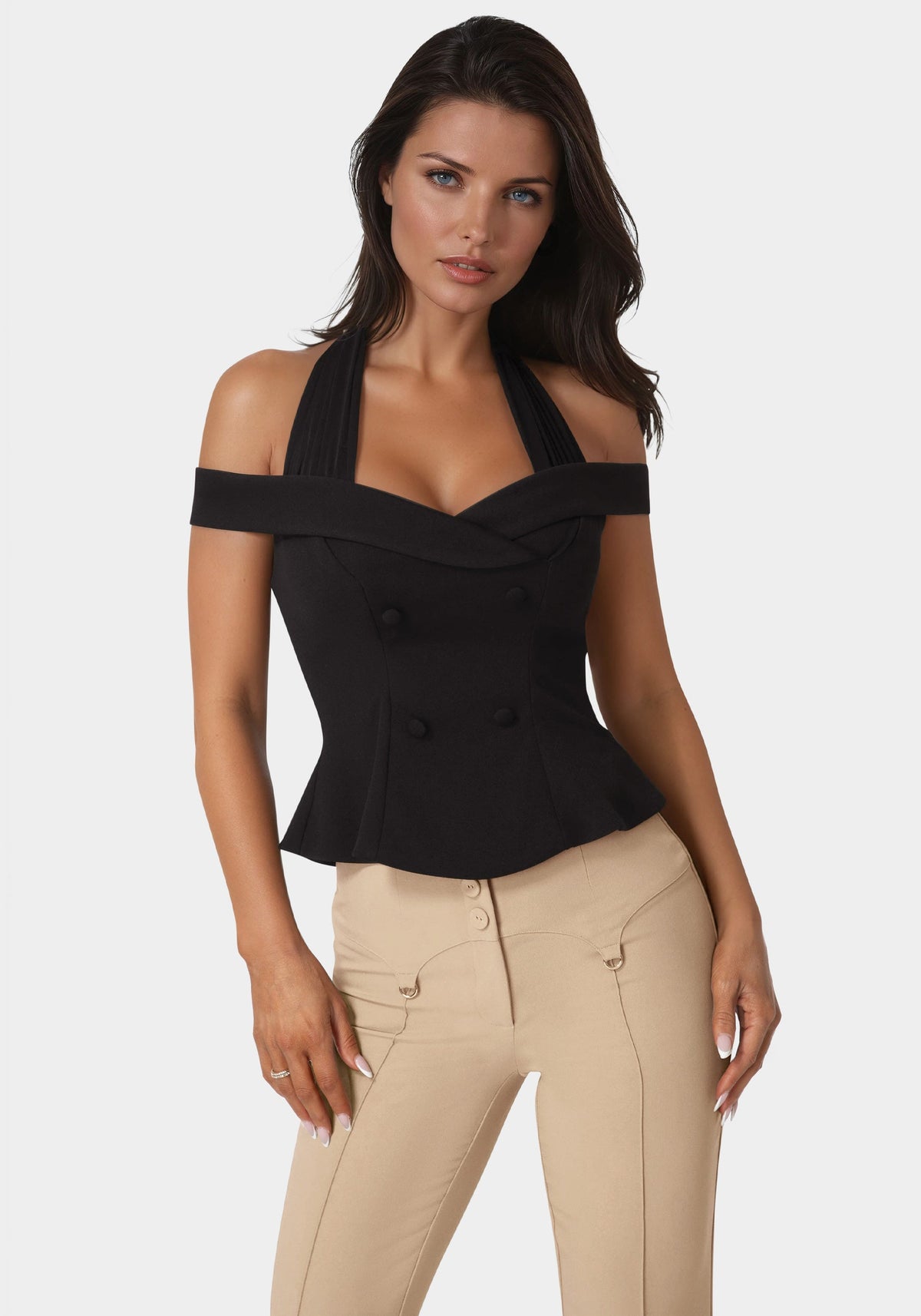 Bebe Off-Shoulder Halter Top